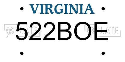 522BOE Virginia License Plate