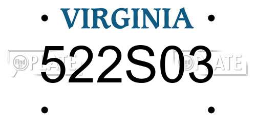 522S03 Virginia License Plate