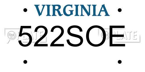 522SOE Virginia License Plate