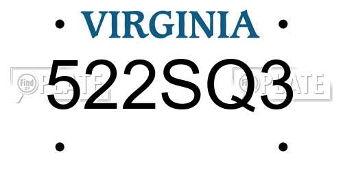 522SQ3 Virginia License Plate