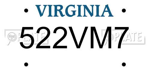 522VM7 Virginia License Plate