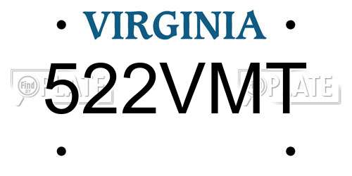 522VMT Virginia License Plate