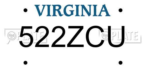 522ZCU Virginia License Plate