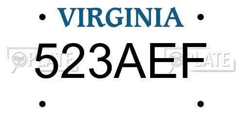 523AEF Virginia License Plate