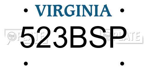 523BSP Virginia License Plate