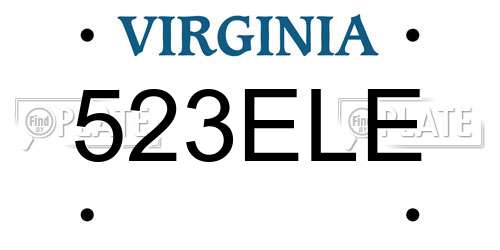 523ELE Virginia License Plate