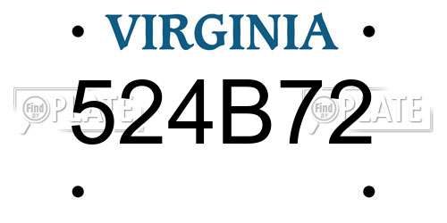 524B72 Virginia License Plate