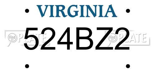 524BZ2 Virginia License Plate