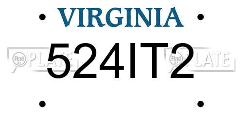524IT2 Virginia License Plate