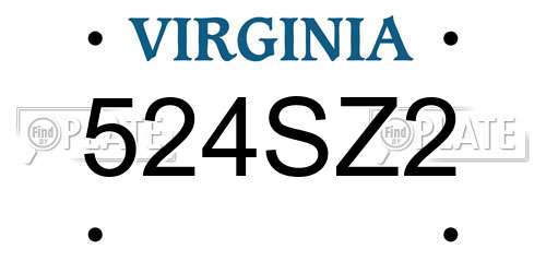 524SZ2 Virginia License Plate