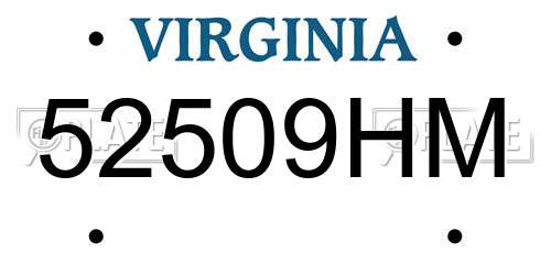 52509HM Virginia License Plate