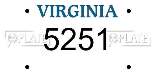 5251 Virginia License Plate