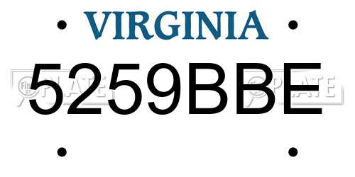 5259BBE Virginia License Plate