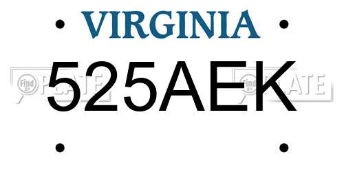 525AEK Virginia License Plate