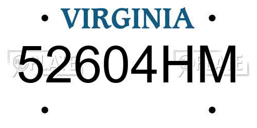 52604HM Virginia License Plate