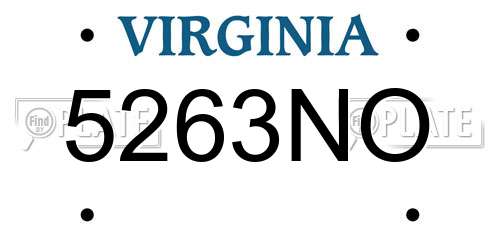 5263NO Virginia License Plate