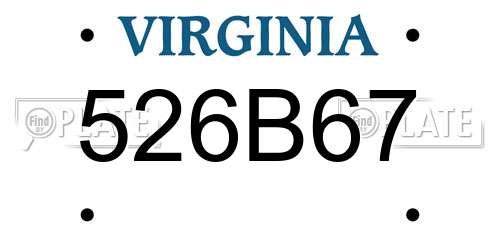 526B67 Virginia License Plate