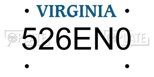 526EN0 Virginia License Plate