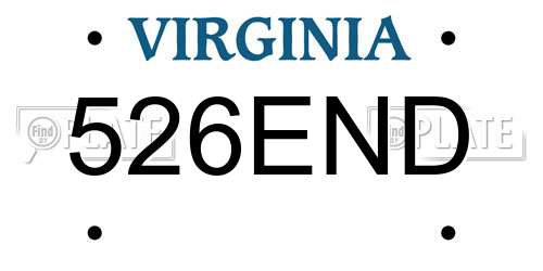 526END Virginia License Plate