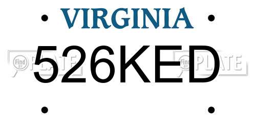 526KED Virginia License Plate