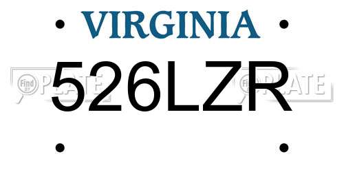 526LZR Virginia License Plate