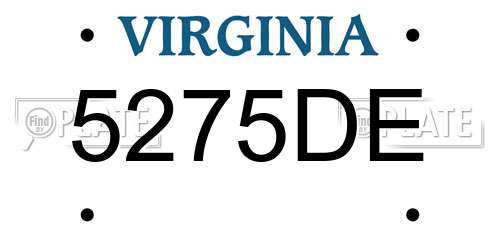 5275DE Virginia License Plate