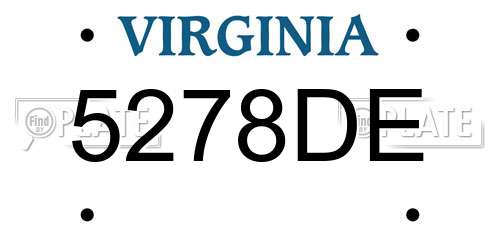 5278DE Virginia License Plate
