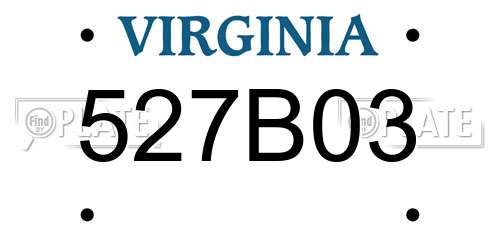 527B03 Virginia License Plate