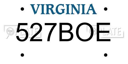 527BOE Virginia License Plate