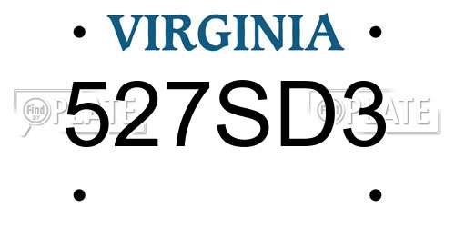 527SD3 Virginia License Plate