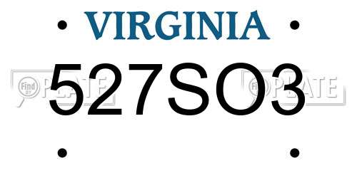 527SO3 Virginia License Plate