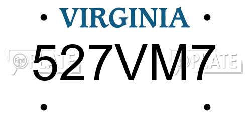 527VM7 Virginia License Plate