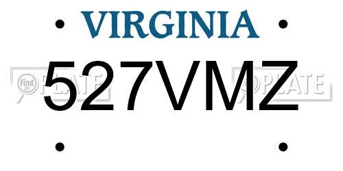 527VMZ Virginia License Plate