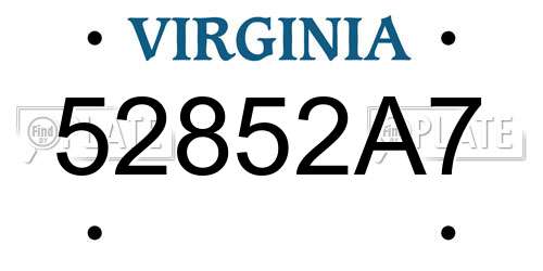 52852A7 Virginia License Plate