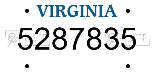 5287835 Virginia License Plate