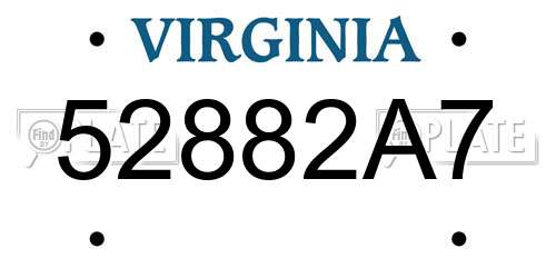 52882A7 Virginia License Plate