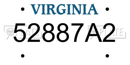 52887A2 Virginia License Plate