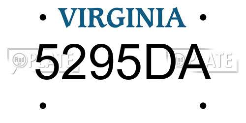 5295DA Virginia License Plate