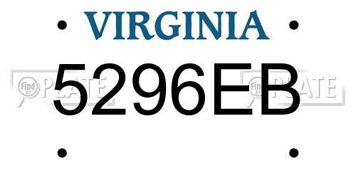 5296EB Virginia License Plate