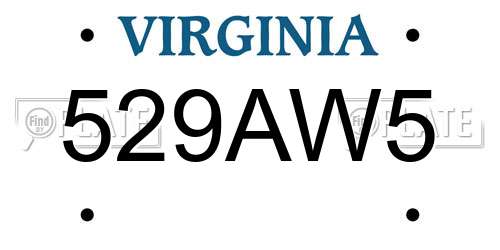 529AW5 Virginia License Plate