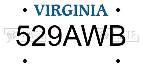 529AWB Virginia License Plate