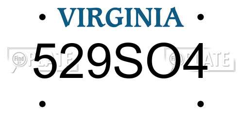 529SO4 Virginia License Plate