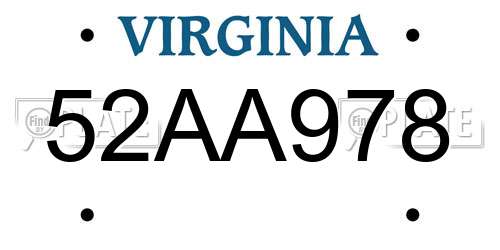 52AA978 Virginia License Plate