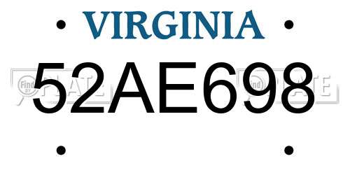 52AE698 Virginia License Plate