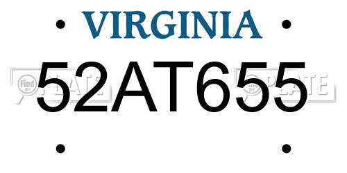 52AT655 Virginia License Plate
