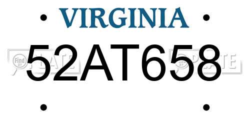52AT658 Virginia License Plate