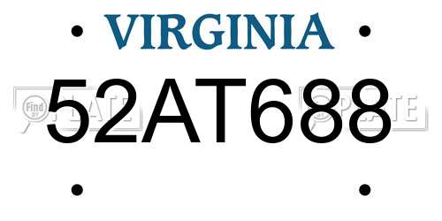52AT688 Virginia License Plate
