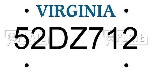 52DZ712 Virginia License Plate