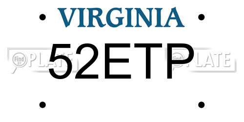 52ETP Virginia License Plate