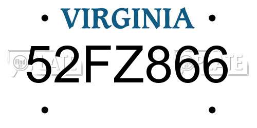 52FZ866 Virginia License Plate